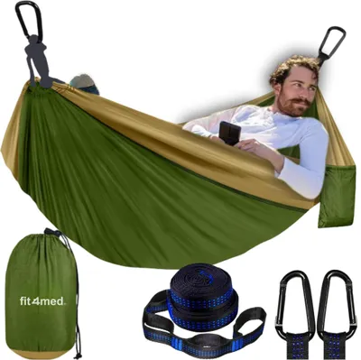 Immagine prodotto di FIT4MED | Amaca per 2 persone - Verde - 300x200 Cm - Peso massimo 300 Kg - Nylon 210t