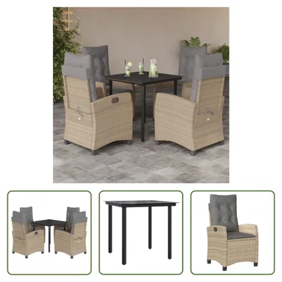 Produktbild von The Living Store 5-tlg. Garten-Essgruppe mit Kissen Beigemischung Poly Rattan
