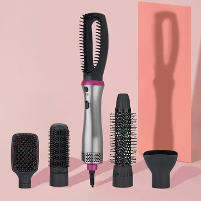 Produktbild von 5-in-1 gerader Haarkamm, Rollen und Glätten Dual-Use Haartrockner, einschließlich Lockenstab und Glätteisen, geeignet für alle Haartypen
