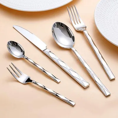 Obrázek produktu pro sada, 20dílná sada příborů z nerezové oceli 18/10, s diamantovým leštěním, pro 4 osoby, do kuchyně, pro domácnost, na svatby, oslavy, zrcadlová sada, lze mýt v myčce
