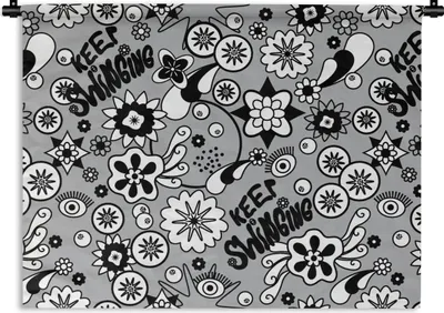 Produktbild von MuchoWow® Wandteppich Wandbehang Blumen - Muster - Zitate 90x67.5 cm Tapisserie Dekoration Wandtuch - Fototeppich - Wand-Skulpturen