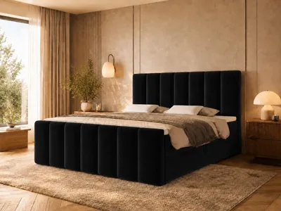 Produktbild von Emlar Boxspringbett Bella MAX 160x200 - Bett mit Matratze und Topper - Boxspringbett mit Bettkasten und Matratze - Boxspringbett Schwarz (Magic Velvet 2219)