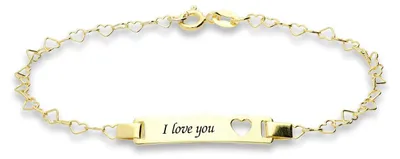 Produktbild von Damenarmband mit Gravur 925 Sterling Silber vergoldet in Herzform mit Gravur I l