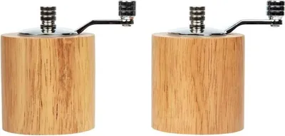 Image de Ensemble moulin à sel et à poivre Olympia en bois d'hévéa 8 cm