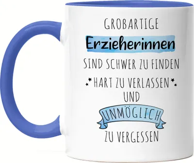 Produktbild von Großartige Erzieherinnen Sind Schwer Zu Finden Tasse Blau Danke Geschenk Hart Zu Vergessen