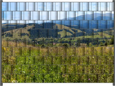 Produktbild von Wallario Zaunsichtschutz mit Motiv Bergwiese in den Karpaten für Ein- und Doppelstabmatten Zäune in der Größe 250 x 180 cm