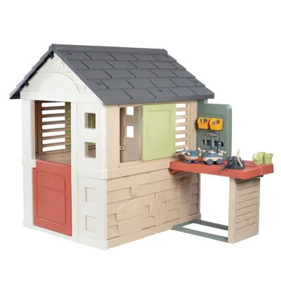 Produktbild von Smoby Life Spielhaus Natur mit Werkstatt - Outdoor-Kinderhaus für Garten oder Terrasse - ab 2 Jahre
