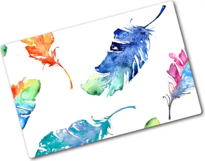 Produktbild von Tulup Glas Herdabdeckplatte - 80x52 cm - Glaskeramikkochfeld-Abdeckung Spritzschutz Glasabdeckplatte - Einteilig - Kunst: Modern & Klassisch - Bunte Federn - Mehrfarbig