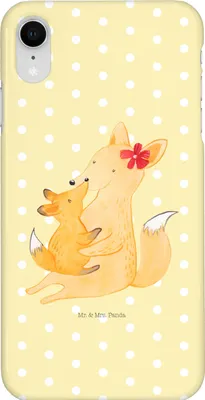 Produktbild von Mr. & Mrs. Panda Iphone XR Handyhülle Fuchs Mama - Gelb Pastell - Geschenk, Mutter, Tochter, Schoß, Premium Kunststoff, Umarmen, Handy Case, Muttertag