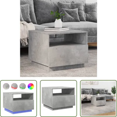 Produktbild von The Living Store Couchtisch mit LED-Leuchten Betongrau 50x49x40 cm