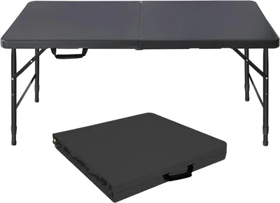 Obrázok produktu pre Skladací stôl - Stôl s rukoväťou - Organizačné vonkajšie party - Jednoduché čistenie - 125 x 61 cm - Čierna