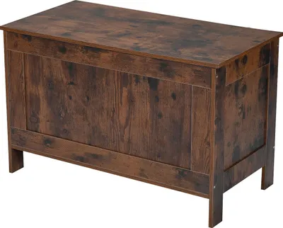 Image de SucceBuy Banc pour enfants avec espace de rangement en bois, coffre à jouets avec charnière de sécurité, banc de rangement pour chambre d'enfant, salon ou couloir, coffre à jouets 754 x 389 x 480 mm, brun