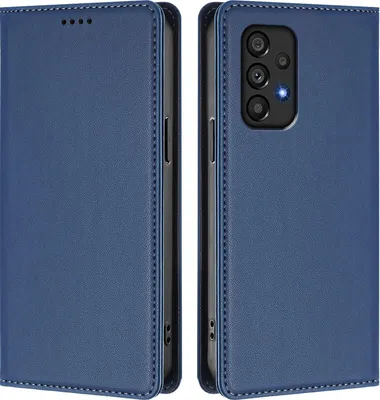 Image de Housse de téléphone portable pour Samsung Galaxy A53 5G, étui à rabat en cuirPolyuréthaneantichoc magnétique avec support bleu foncé