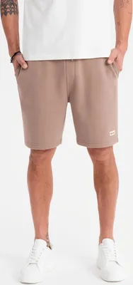 Imagen del producto de Pantalones cortos de chándal uni Ombre, con cordón ajustable en la cintura, color café, tallas XS-S