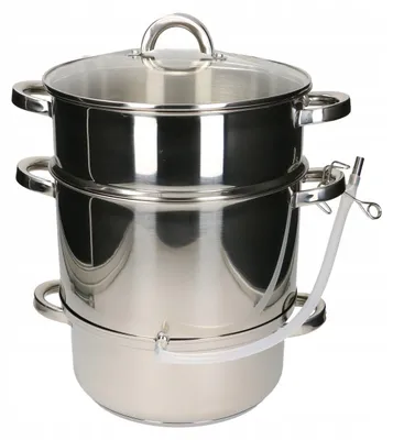 Produktbild von Edelstahl-Saftkocher 8 l mit Glasdeckel, für Obst und Gemüse, silber