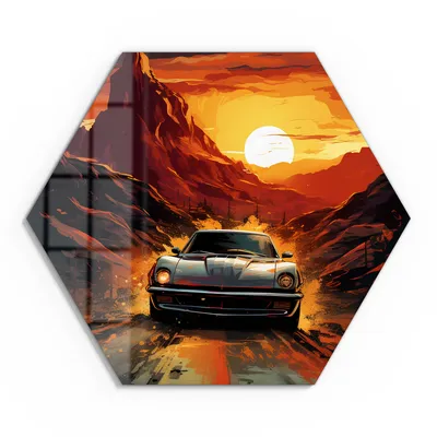 Produktbild von DEQOART Glasbild Echtglas 40x35 cm 'Fahrt ins Abendrot' Wandbild Bild modern Deko