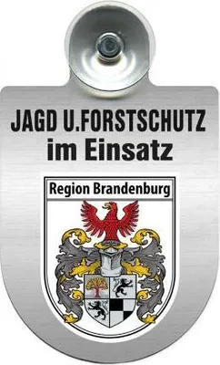 Produktbild von Einsatzschild für Windschutzscheibe incl. Saugnapf - Jagd + Forstschutz im Einsatz - Wappen nach Wahl - 309729- Color - Region Brandenburg