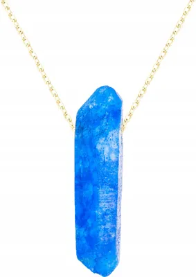 Image de Collier en or avec pierre naturelle bleue, zirconium, argent 925