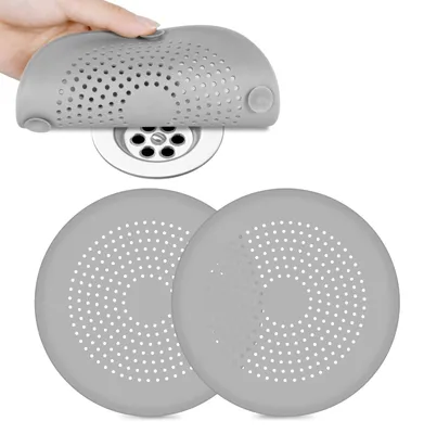 Zdjęcie produktu dla Sitko do odpływu zlewu do włosów - Silikonowe - 14,5 x 14,5 cm - 2 szt. - Filtr do włosów pod prysznic, umywalkę i zlew
