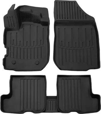 Image de 3D Tapis De Sol en Caoutchouc Premium Pour Dacia Sandero 2 2012-2020, Bord Haut, Noir, Antidérapant, Toutes Saisons