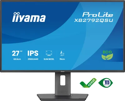 Zdjęcie produktu dla iiyama ProLite XB2792QSU-B1, 68,6 cm (27"), 2560 x 1440 px, Quad HD, LED, 3 ms, Czarny