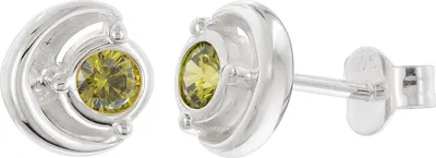 trendor 21422-19 Damen Ohrringe 925 Silber Ohrstecker Zirkonia Peridot-Grün 1