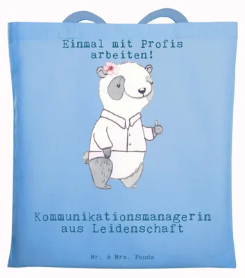 Produktbild von Mr. & Mrs. Panda Jutebeutel Kommunikationsmanagerin Leidenschaft - Sky Blue - Geschenk, Lustig, Tote Bag, Spruch, Studium, Einkaufstasche, Tasche, Uni, Witzig