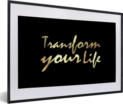 Produktbild von MuchoWow® Gerahmtes Poster Zitat - Leben - Gold - Schwarz 60x40 cm - Poster mit Schwarzem Bilderrahmen Wandposter Rahmen Foto Bilder - Schlafzimmer - Plakat in Rahmen - Drucken