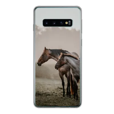 Produktbild von MuchoWow® Handyhülle Schutzhülle Hülle für Samsung Galaxy S10 Pferde - Nebel - Wiese Silikon Softcase Handy Hülle - Handytasche