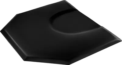 A black anti-fatigue mat with a curved indentation.