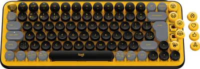 Obrázek produktu pro Logitech POP Keys, Mini, Bezdrátový, Bluetooth, Mechanický spínač, AZERTY, Černá, Šedá, Žlutá