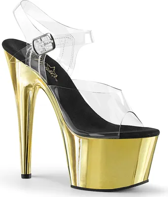 Produktbild von ADORE-708 Damen Sandale von Pleaser, Transparent Gold , EU 42, US 12