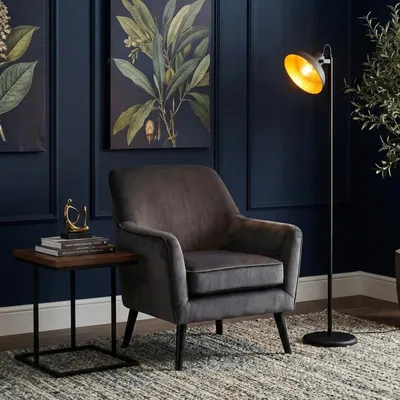 Image de Lampadaire Lampe sur pied en métal noir et doré 30 x 43 x 145 cm E27 40 W IP20