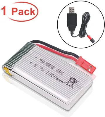 Obrázek produktu pro 1 ks baterie pro kvadrokoptéru, 3,7 V, 1800 mAh, 25 C Li-Po baterie s konektorem JST a nabíjecím kabelem USB pro RC vrtulník JJRC H11D H11C HQ898B