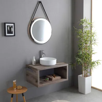 Immagine prodotto di Mobile bagno sospeso 80cm con lavabo tondo bianco | Kyoto