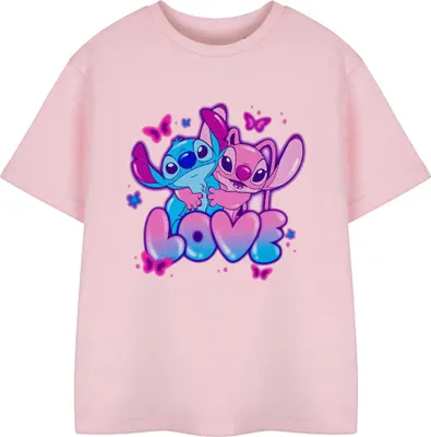 Image de Lilo & Stitch - T-shirt "Love" pour fille manches courtes NS8481 (128) (Rose)