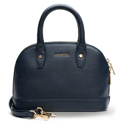 Productafbeelding van Lazarotti Leer handtas schoudertas Bologna Leather Handbag Navy 2 donkerblauw