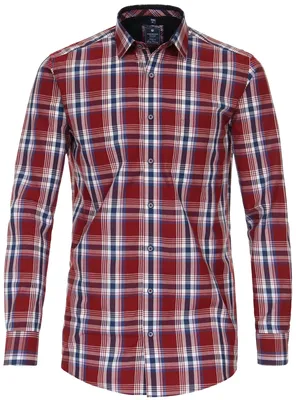 Productafbeelding van REDMOND Oversized, langarmshirt, geruit in bordeaux/blauw/wit, maat 5XL, comfort pasvorm