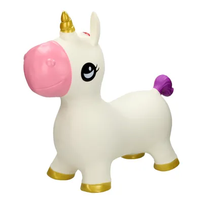 Produktbild von Duckiez Hüpfball Einhorn Springtier weiß mit Regenbogenmähne