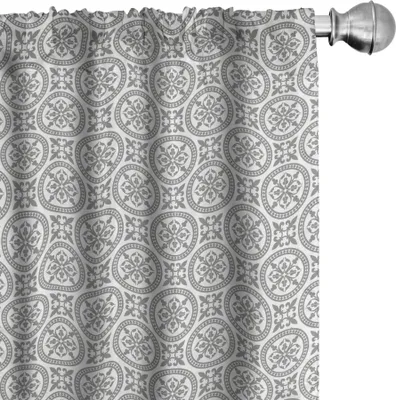 Produktbild von ABAKUHAUS Grau und Weiß Vorhänge, Gardinen, Nahöstliches Mosaik-antikes Muster-viktorianische barocke Damast-Einflüsse, 2 Stück 75 x 225 cm, Grau weiß