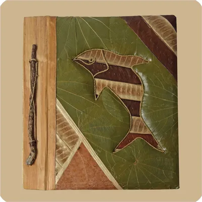 Image de Carnet de notes Livre d'or Journal intime Scrapbooking fait main Matériau naturel 28 x 23 cm, Motif 1