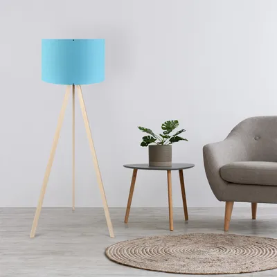 Image de Opviq, AYD-1563, Lampadaire, bleu, MDF, 38 x 38 x 140 cm
