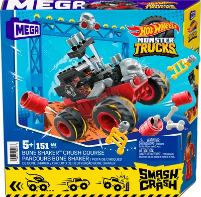 Zdjęcie produktu dla Mattel HKF87 MEGA Monster Wheels Monster Trucks Bone Shaker Crash Set