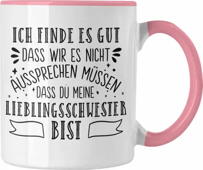 Produktbild von Trendation - Lieblingsschwester Tasse Geschenk für Schwester Spruch Schwester Kaffeetasse Geschenkidee Sprüche (Rosa)
