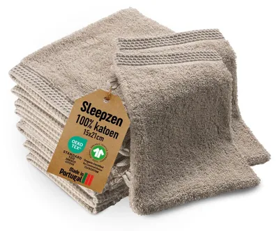 Produktbild von Set mit 10 Waschlappen aus Baumwolle (Beige)