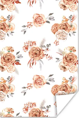 Produktbild von MuchoWow® Poster Rosen - Braun - Weiß 20x30 cm - Papierdruck