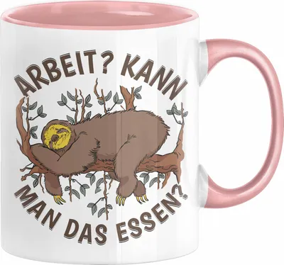 Produktbild von Faultier Tasse Geschenk Faullenzer Arbeit Kann Man Das Essen Freundin Geschenkidee (Rosa)