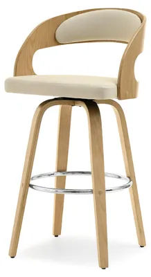 Zdjęcie produktu dla Eleganckie krzesło barowe ROMINA - dąb / krem / chrom