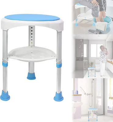Produktbild von ACXIN 360° otočná sprchová stolička, lekárska sprchová stolička sprchová pomôcka sprchové sedadlo kúpeľňové sedadlo sprchová stolička z hliníka a HDPE, výškovo nastaviteľná