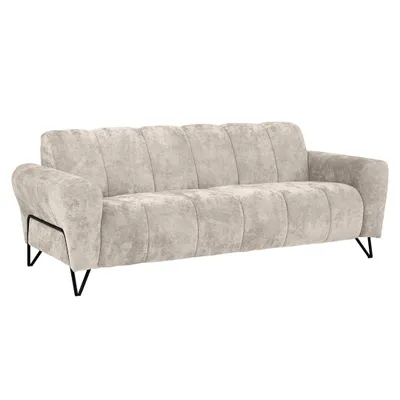 Produktbild von Sofa VOLARE - 3-Sitzer Couch - Moderner Polstersofa - Chenille Vega in Creme, dekorative schwarze Metallbeine